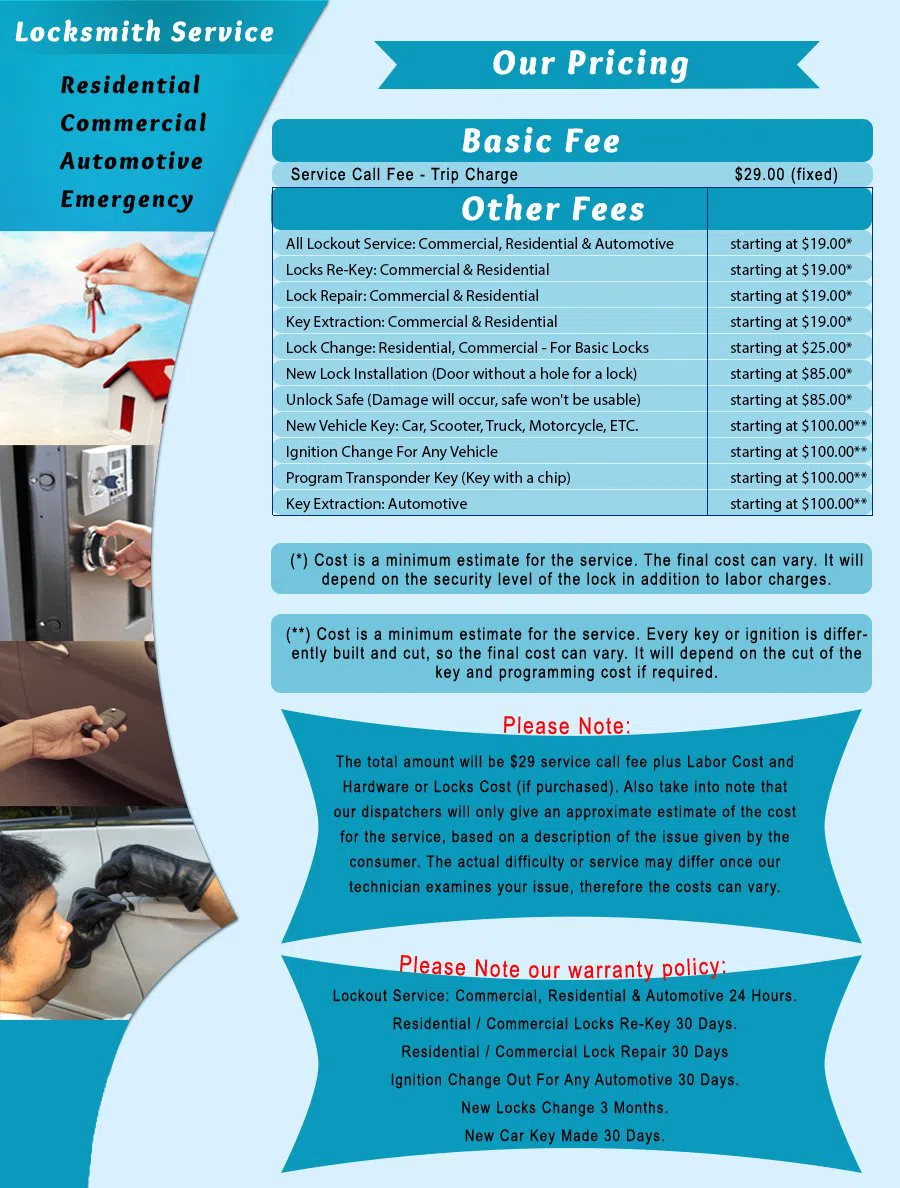 Huntington Beach Locksmiths Huntington Beach, CA 714-230-6289 - Pricelist-1